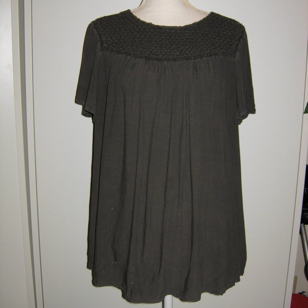 Torrid Gray Smocked Top 0 (Large)